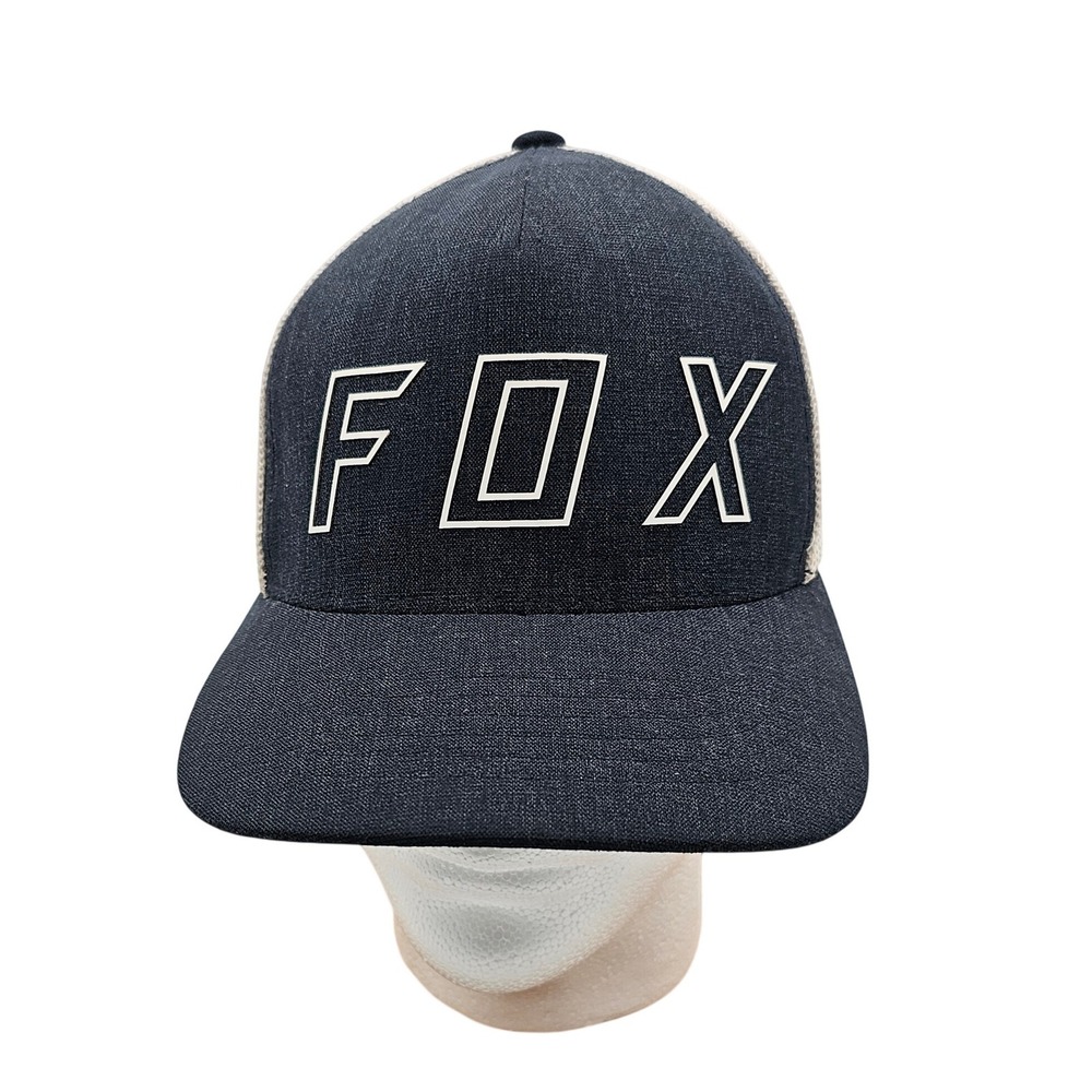 Fox Racing 110 Flexfit Trucker Hat Navy Blue White Adjustable Snapback Cap 29492